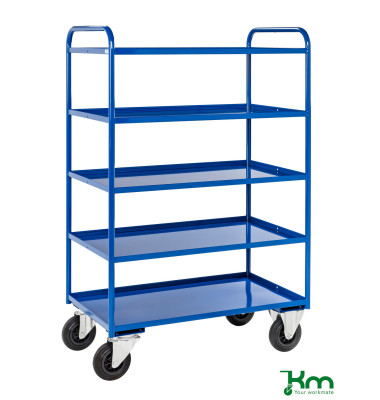 Etagenwagen blau bis 400 kg 2 Bockrollen 2 Lenkrollen 955x550x1490mm KM4150-B