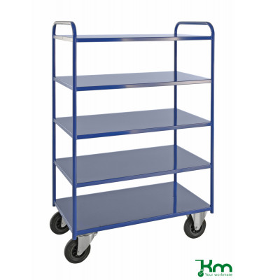Etagenwagen blau bis 400 kg 2 Bockrollen 2 Lenkrollen mit Bremse 955x550x1490mm KM4150-BB