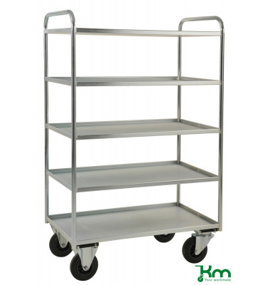 Etagenwagen verzinkt bis 400 kg 2 Bockrollen 2 Lenkrollen mit Bremse 955x550x1490mm KM4150-EB