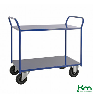Etagenwagen blau bis 400 kg 2 Bockrollen 2 Lenkrollen 1070x550x1000mm KM4168-B
