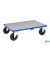 Plattformwagen Serie 400 KM430-3B, 800x1200mm (BxL gesamt), bis 500kg belastbar, 2 Bockrollen, 2 Lenkrollen, mit Bremse, blau