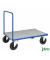 Plattformwagen Serie 400 KM431-2B, 700x1000mm (BxL gesamt), bis 500kg belastbar, 2 Bockrollen, 2 Lenkrollen, mit Bremse, blau