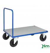 Plattformwagen KM431-3, Serie 400 Plattformwagen, 800x1200x900mm (BxLxH), bis 500kg belastbar, 2 Bockrollen, 2 Lenkrollen, blau
