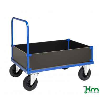 Plattformwagen Serie 400 KM435-2L, 700x1000mm (BxL gesamt), bis 500kg belastbar, 2 Bockrollen, 2 Lenkrollen, blau