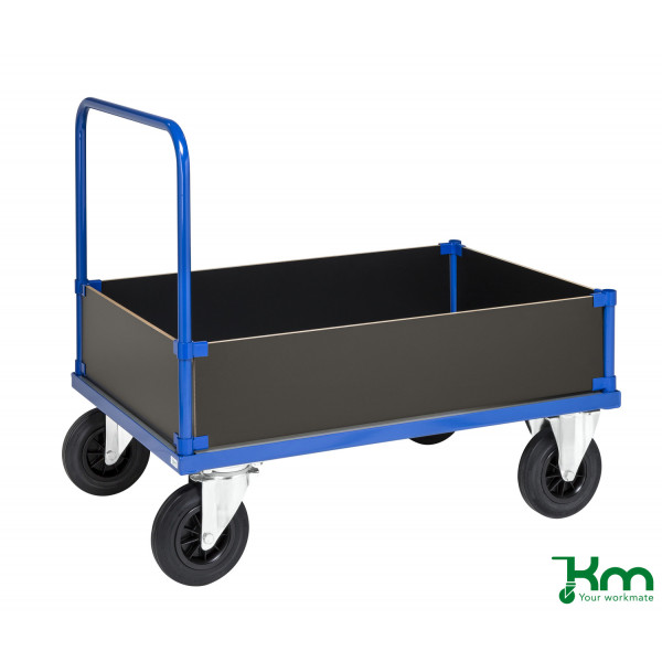 7350050351816 - Kongamek - Kastenwagen in blau 1000x700x900mm mit verzinkter Ladefläche Schiebegriff und 4 Wänden 400mm hoch mit Gummibereifung ohne Bremse 7350050351816 - Kongamek - Kastenwagen in blau 1000x700x900mm mit verzinkter Ladefläche Schiebegriff und 4 Wänden 400mm hoch mit Gummibereifung ohne Bremse