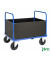 Plattformwagen Serie 400 KM435-3HB, 800x1200mm (BxL gesamt), bis 500kg belastbar, 2 Bockrollen, 2 Lenkrollen, mit Bremse, blau