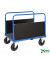 Plattformwagen Serie 400 KM436-3B, 800x1200mm (BxL gesamt), bis 500kg belastbar, 2 Bockrollen, 2 Lenkrollen, mit Bremse, blau