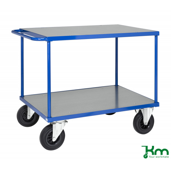 7350050351915 - Kongamek - Tischwagen in blau 1100x700x870mm Ladefläche Stahlblech verzinkt mit Schiebegriff und Gummibereifung ohne Bremse 7350050351915 - Kongamek - Tischwagen in blau 1100x700x870mm Ladefläche Stahlblech verzinkt mit Schiebegriff und Gummibereifung ohne Bremse