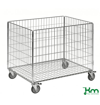 Gitterwagen verzinkt bis 60 kg 4 Lenkrollen 2 davon mit Bremse 830x630x735mm KM4404-K