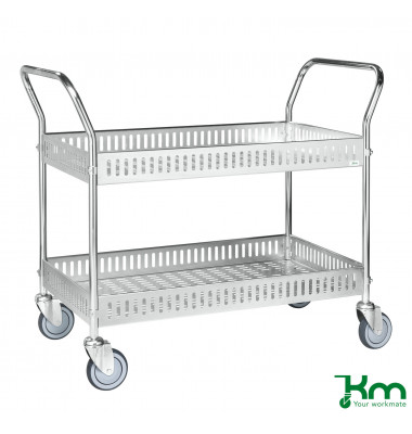 Tischwagen verzinkt bis 250 kg 4 Lenkrollen 2 davon mit Bremse 1130x550x940mm KM4893-GBB