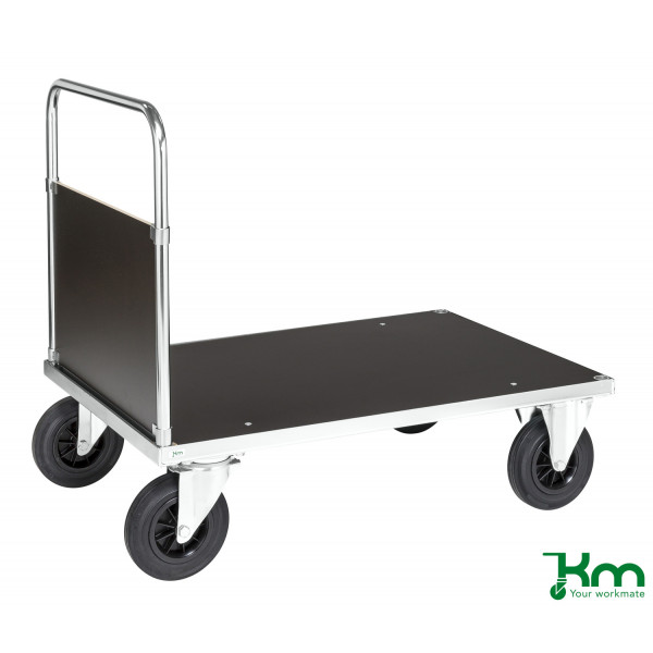 7350050352097 - Plattformwagen verzinkt 1200x800x900mm mit MDF-Platte geschlossenem Schiebegriff und Gummibereifung ohne Bremse - Kongamek 7350050352097 - Plattformwagen verzinkt 1200x800x900mm mit MDF-Platte geschlossenem Schiebegriff und Gummibereifung ohne Bremse - Kongamek