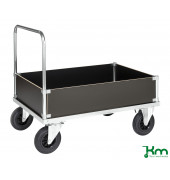 Plattformwagen KM535-2L, Serie 500 Kofferwagen, 700x1000x900mm (BxLxH), bis 500kg belastbar, 2 Bockrollen, 2 Lenkrollen, silber