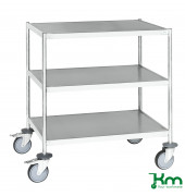 Edelstahlwagen KM60351MRU, Vollständig geschweißt 3 Böden C3, 18/8, 440x650x900mm (BxLxH), bis 200kg belastbar, 4 Lenkrollen,