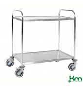 Edelstahlwagen KM60354-S, 2 Böden C3, 18/8, 590x910x965mm (BxLxH), bis 100kg belastbar, 4 Lenkrollen, 2 davon mit Bremse, rostf