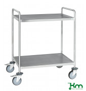 Edelstahlwagen KM60354MRM, Vollständig geschweißt 2 Böden C3, 18/8, 575x825x1010mm (BxLxH), bis 200kg belastbar, 4 Lenkrollen