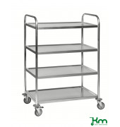 Edelstahlwagen KM60356, 4 Böden C2, 18/0, 590x910x1260mm (BxLxH), bis 100kg belastbar, 4 Lenkrollen, 2 davon mit Bremse, rostfr