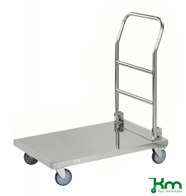 Edelstahlwagen rostfrei bis 100 kg 4 Lenkrollen 2 davon mit Bremse 880x500x940mm KM60360