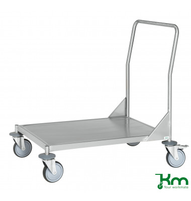 Edelstahlwagen rostfrei bis 200 kg 4 Lenkrollen 2 davon mit Bremse 880x575x905mm KM60360MR
