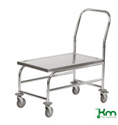 Edelstahlwagen KM60363, Plattformwagen C2, 18/0, 490x850x925mm (BxLxH), bis 100kg belastbar, 4 Lenkrollen, 2 davon mit Bremse, r