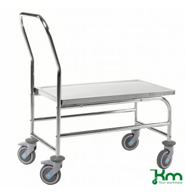 Edelstahlwagen rostfrei bis 100 kg 4 Lenkrollen 2 davon mit Bremse 880x500x965mm KM60363-S