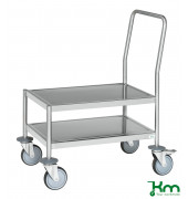 Edelstahlwagen KM60363MR, Plattformwagen C3, 18/8, 435x700x905mm (BxLxH), bis 200kg belastbar, 4 Lenkrollen, 2 davon mit Bremse,