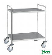 Edelstahlwagen KM60367MRM, Vollständig geschweißt 2 Böden C3, 18/8, 575x1075x1010mm (BxLxH), bis 200kg belastbar, 4 Lenkrolle