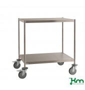 Edelstahlwagen KM60367MRU, Vollständig geschweißt 2 Böden C3, 18/8, 575x1075x900mm (BxLxH), bis 200kg belastbar, 4 Lenkrollen