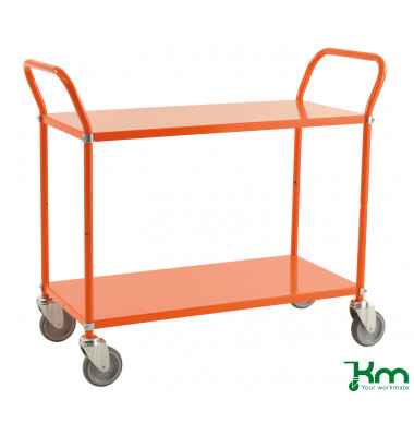 Etagenwagen orange  bis 250 kg 4 Lenkrollen 2 davon mit Bremse 1080x480x940mm KM6105B