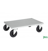 Plattformwagen Serie 600 KM630-2, 700x1000mm (BxL gesamt), bis 500kg belastbar, 2 Bockrollen, 2 Lenkrollen, silber