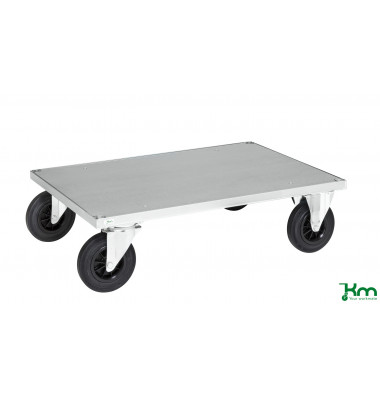 Plattformwagen Serie 600 KM630-3B, 800x1200mm (BxL gesamt), bis 500kg belastbar, 2 Bockrollen, 2 Lenkrollen, mit Bremse, silber Plattformwagen Serie 600 KM630-3B, 800x1200mm (BxL gesamt), bis 500kg belastbar, 2 Bockrollen, 2 Lenkrollen, mit Bremse, silber