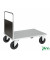 Plattformwagen Serie 600 KM632-2B, 700x1000mm (BxL gesamt), bis 500kg belastbar, 2 Bockrollen, 2 Lenkrollen, mit Bremse, silber