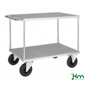 Plattformwagen KM637-3, Serie 600 Tischwagen, 2 Böden, 800x1300x870mm (BxLxH), bis 500kg belastbar, 2 Bockrollen, 2 Lenkrollen,