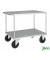 Plattformwagen Serie 600 KM637-3, 800x1300mm (BxL gesamt), bis 500kg belastbar, 2 Bockrollen, 2 Lenkrollen, silber