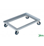 Roll- und Kistenwagen KM672, Rollwagen, 416x616x128mm (BxLxH), bis 100kg belastbar, 2 Bockrollen, 2 Lenkrollen, verzinkt