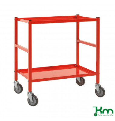 Tischwagen rot bis 150 kg 4 Lenkrollen 2 davon mit Bremse 690x430x750mm KM7100B