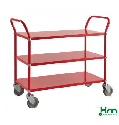 Etagenwagen rot bis 250 kg 4 Lenkrollen 2 davon mit Bremse 1080x480x940mm KM7106B