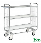 Etagenwagen KM8000-3XL-CL, Serie 8000, 3 Böden, 470x1395x1120mm (BxLxH), bis 250kg belastbar, 4 Lenkrollen, verzinkt
