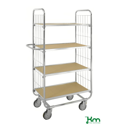 ESD-Wagen verzinkt bis 250 kg 4 Lenkrollen 2 davon mit Bremse 1395x470x1590mm KM8000-4XL-ESDB
