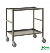 Tischwagen KM8100B, 2 Böden, 430x690x750mm (BxLxH), bis 150kg belastbar, 4 Lenkrollen, 2 davon mit Bremse, anthrazit