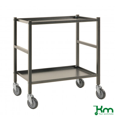 Tischwagen anthrazit grau bis 150 kg 4 Lenkrollen 2 davon mit Bremse 690x430x750mm KM8100B
