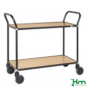 Design Servierwagen KM8112-BOB, 430x1100x940mm (BxLxH), bis 250kg belastbar, 4 Lenkrollen, 2 davon mit Bremse, schwarz
