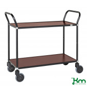 Design Servierwagen KM8112-MAB, 430x1100x940mm (BxLxH), bis 250kg belastbar, 4 Lenkrollen, 2 davon mit Bremse, schwarz