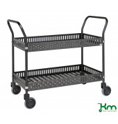 Tischwagen KM8200, Tischwagen mit Rand, 2 Böden, 550x1130x940mm (BxLxH), bis 250kg belastbar, 4 Lenkrollen, anthrazit