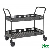Tischwagen KM8200B, Tischwagen mit Rand, 2 Böden, 550x1130x940mm (BxLxH), bis 250kg belastbar, 4 Lenkrollen, 2 davon mit Bremse