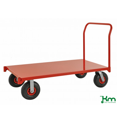 Plattformwagen Extra groß KM831, 760x1550mm (BxL gesamt), bis 1200kg belastbar, 2 Bockrollen, 2 Lenkrollen, rot