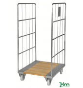 Rollcontainer KM84B, Rollcontainer mit Holzboden, 710x800x1600mm (BxLxH), bis 400kg belastbar, 2 Bockrollen, 2 Lenkrollen mit Br