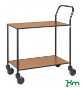 Design Servierwagen schwarz bis 150 kg 4 Lenkrollen 2 davon mit Bremse 840x430x970mm KM872-KOB