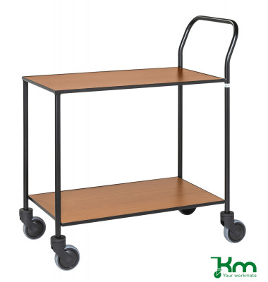 Design Servierwagen schwarz bis 150 kg 4 Lenkrollen 2 davon mit Bremse 840x430x970mm KM872-KOB