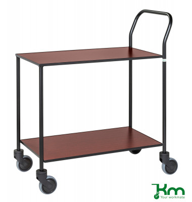 Design Servierwagen schwarz bis 150 kg 4 Lenkrollen 840x430x970mm KM872-MA