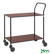 Design Servierwagen schwarz bis 150 kg 4 Lenkrollen 2 davon mit Bremse 840x430x970mm KM872-MAB